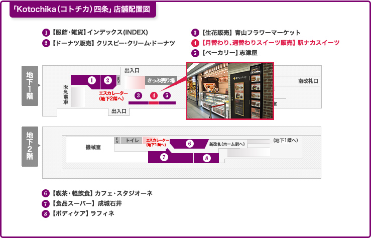 Kotochika(コトチカ四条)店舗配置図